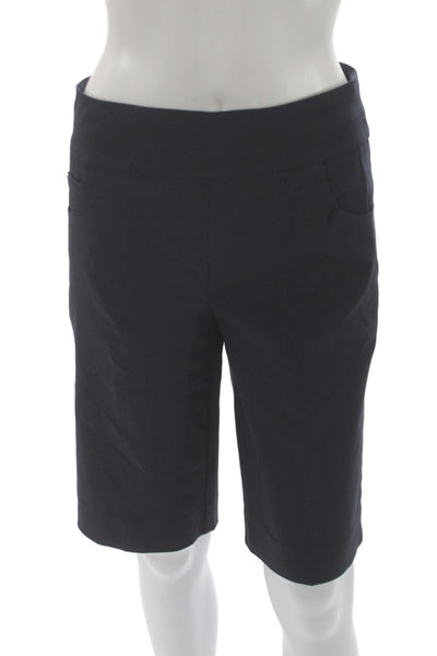 Renuar Women Bermuda Shorts Black Rayon Pull On Size 12
