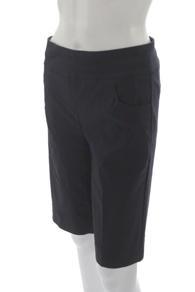 Renuar Women Bermuda Shorts Black Rayon Pull On Size 12