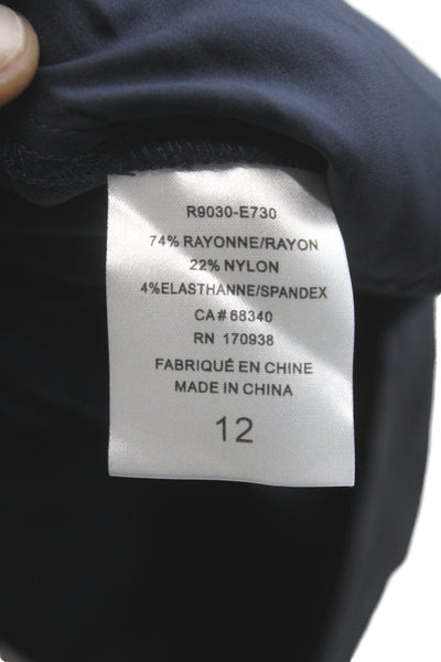 Renuar Women Bermuda Shorts Black Rayon Pull On Size 12