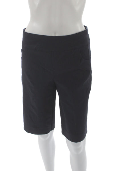 Renuar Women Bermuda Shorts Black Rayon Pull On Casual Size 10