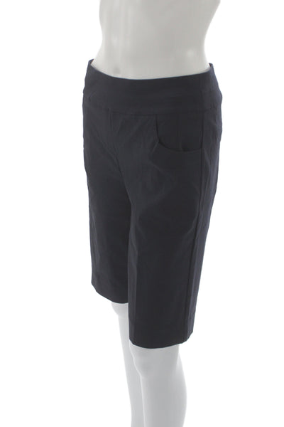 Renuar Women Bermuda Shorts Black Rayon Pull On Casual Size 10
