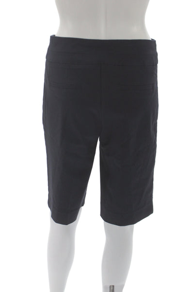 Renuar Women Bermuda Shorts Black Rayon Pull On Casual Size 10