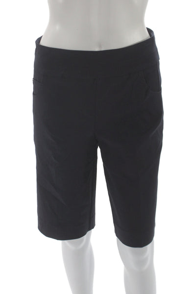 Renuar Women Bermuda Shorts Black Pull On Rayon Casual Size 2