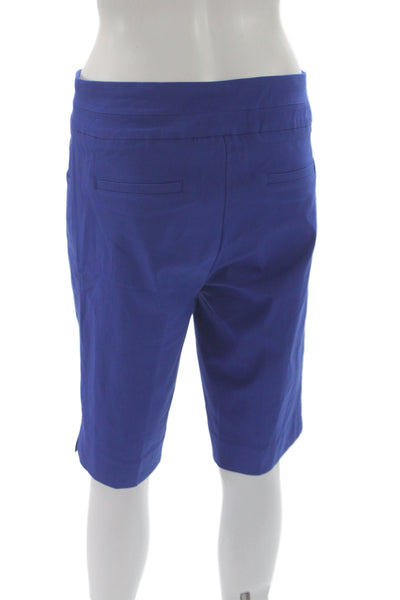 Renuar Women Bermuda Shorts Blue Rayon Pull On Solid Casual Summer Size 10