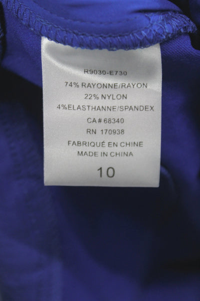 Renuar Women Bermuda Shorts Blue Rayon Pull On Solid Casual Summer Size 10