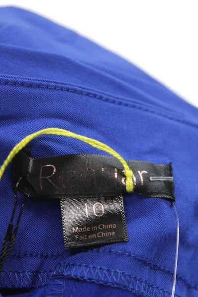Renuar Women Bermuda Shorts Blue Rayon Pull On Solid Casual Summer Size 10