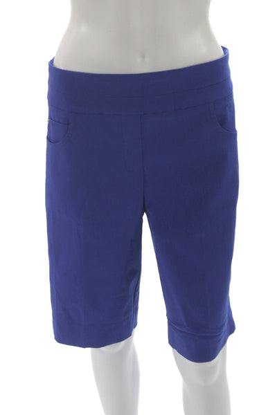Renuar Women Bermuda Shorts Blue Pull On Rayon Solid Size 12