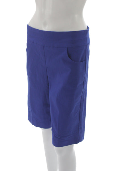 Renuar Women Bermuda Shorts Blue Pull On Rayon Solid Size 12