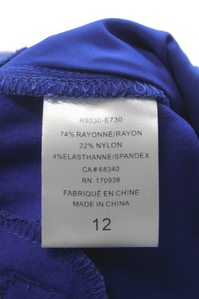Renuar Women Bermuda Shorts Blue Pull On Rayon Solid Size 12