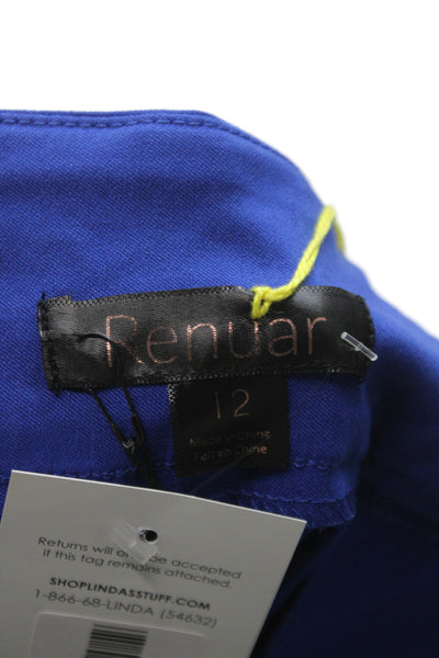 Renuar Women Bermuda Shorts Blue Pull On Rayon Solid Size 12
