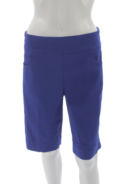 Renuar Womens Bermuda Shorts Blue Rayon Pull On Size 16