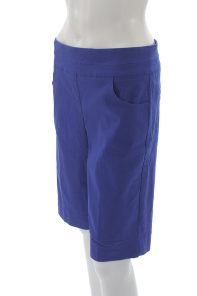 Renuar Womens Bermuda Shorts Blue Rayon Pull On Size 16
