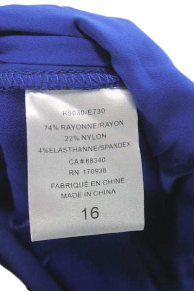 Renuar Womens Bermuda Shorts Blue Rayon Pull On Size 16