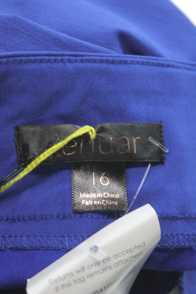Renuar Womens Bermuda Shorts Blue Rayon Pull On Size 16
