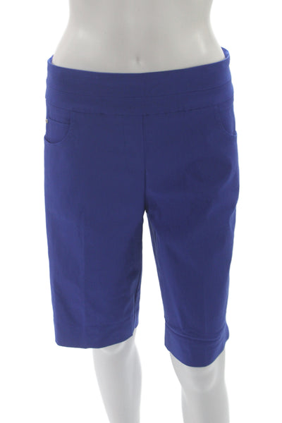 Renuar Womens Bermuda Shorts Blue Rayon Solid Pull On Size 6