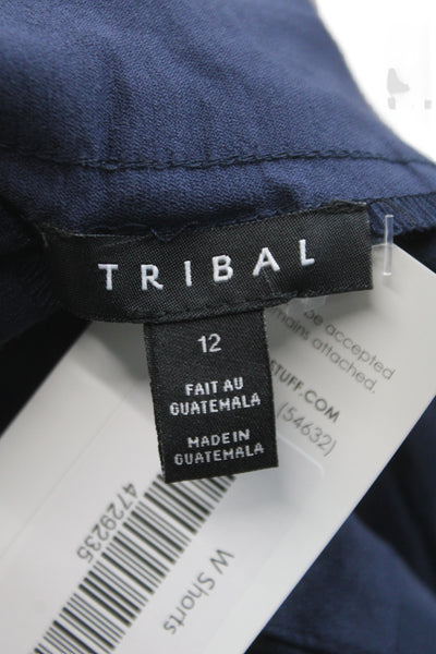 Tribal Womens Bermuda Shorts Blue Pull On Rayon Casual Size 12