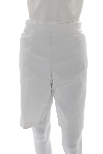 Tribal Women Bermuda Shorts White 76% Rayon Pull On Size 14