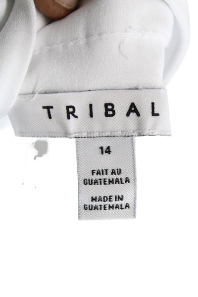 Tribal Women Bermuda Shorts White 76% Rayon Pull On Size 14