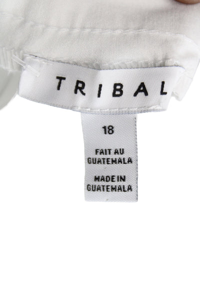Tribal Women Bermuda Shorts White Rayon Pull On Plus Size 18