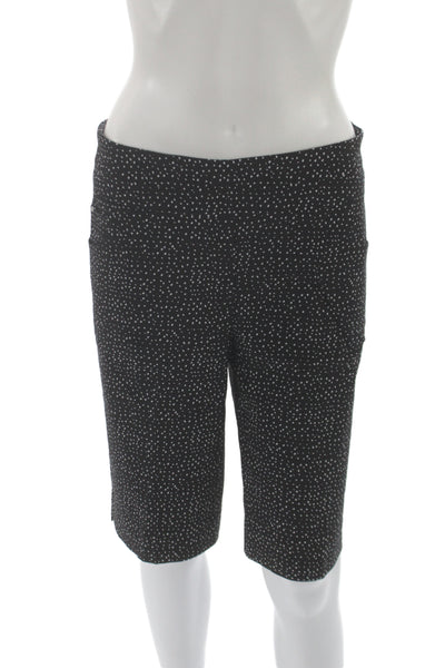 Renuar Women Bermuda Shorts Black Polka Dot Pull On 78% Rayon Size 6