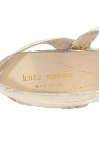 Kate Spade New York Womens Leather Slingbacks Sandal Heels Gold Size 7 B