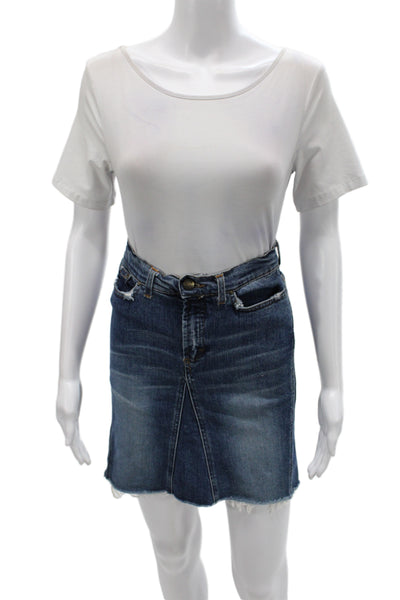 Just Cavalli Women Mini Skirt Blue Cotton Button Size 38
