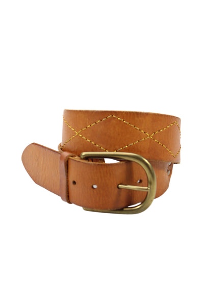 Linea Pelle Womens Leather Stitching Gold Tone Belt Brown Size Small