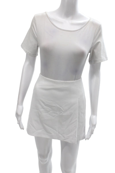 Alice + Olivia Women Mini Skort White Polyester Short Zip Size 2