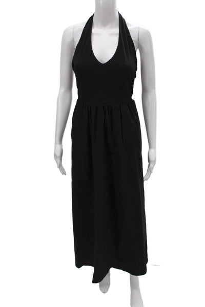 Nicole Miller Women Maxi Dress Halter Sleeveless Black Full Length Size M