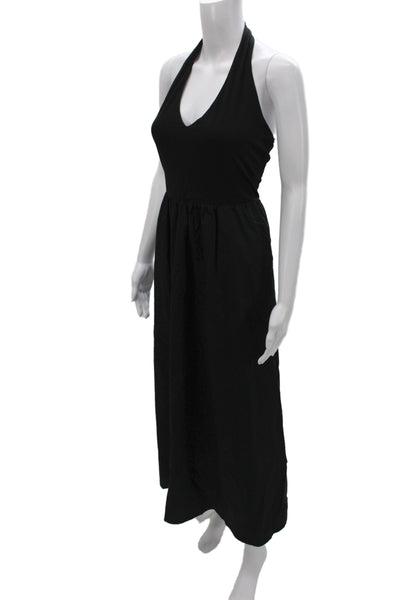 Nicole Miller Women Maxi Dress Halter Sleeveless Black Full Length Size M