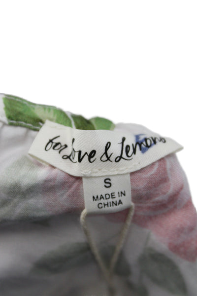 For Love & Lemons Womens White Floral Halter Tie Camisole Size S