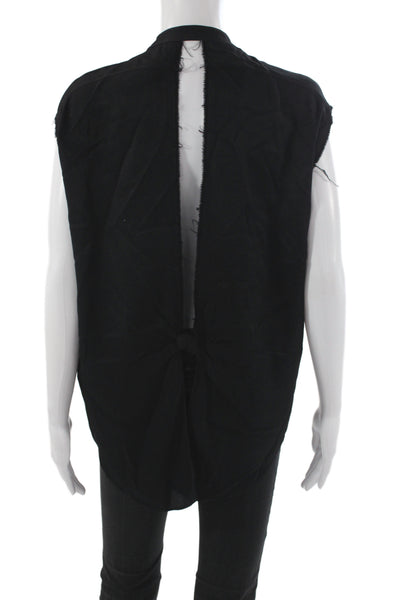 Helmut Lang Womens Sleeveless Collared Black Viscose Tunic Button Up Size L