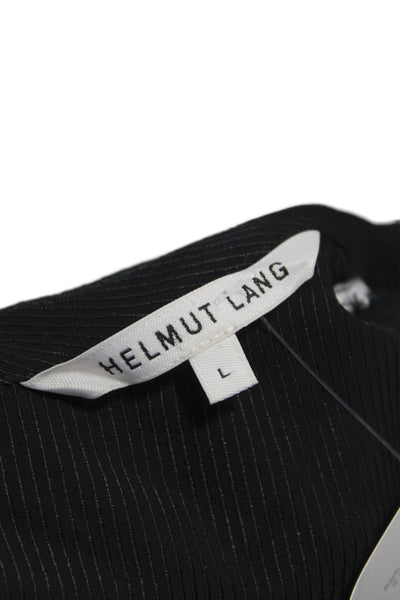 Helmut Lang Womens Sleeveless Collared Black Viscose Tunic Button Up Size L