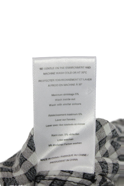 Ganni Women Shift Dress Black Gingham Mock Neck Half Sleeve Knee Length Size 42