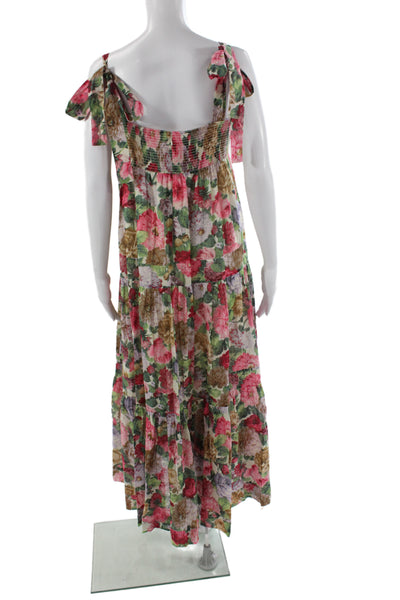 Zimmermann Women Maxi Floral Cotton Square Neck Midcalf Dress Size 4