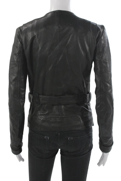 Balenciaga Women Biker Lambskin Jacket Black Zip Size 38