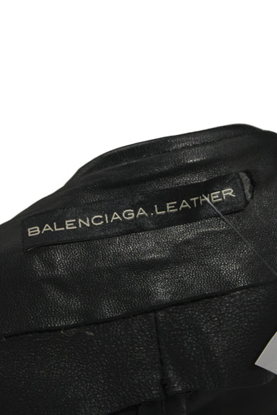 Balenciaga Women Biker Lambskin Jacket Black Zip Size 38