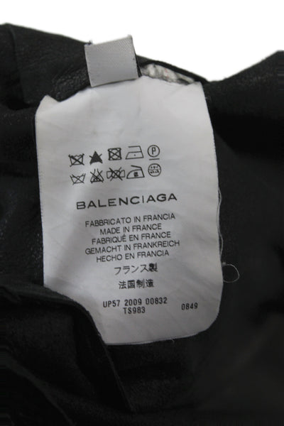 Balenciaga Women Biker Lambskin Jacket Black Zip Size 38