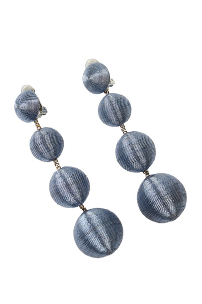 Rebecca de Ravenel Womens Light Blue Silk Cord 4 Drop ClipOn Earrings OS