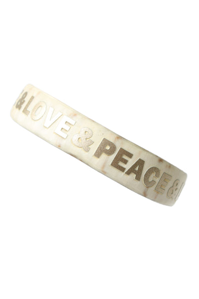 Pono Womens Brown Tone Carved Horn Peace & Love Bangle OS