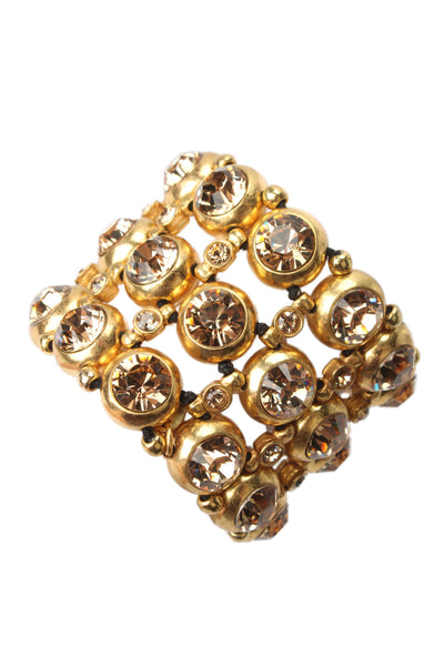 Phillipe Audibert Womens Gold Tone Champagne Crystal Wide Stretch Bracelet OS