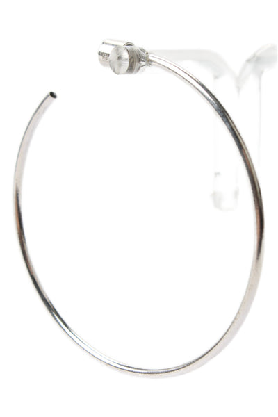 Jennifer Fisher Womens Silver Tone + 925 Silver Posts Thin Hoops 2"