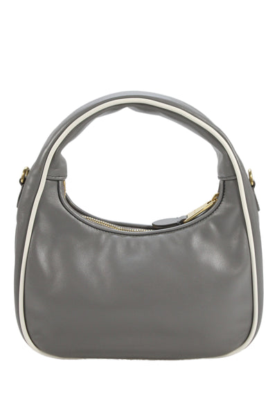 Miu Miu Womens Leather Zipper Closure Satchel Shoulder Handbag Gray