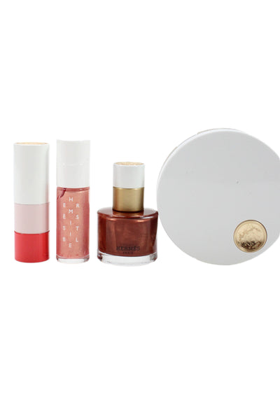 Hermes Womens Beauty Set Sun Kissed Powder Lipstick Lip Gloss Nail Polish Set