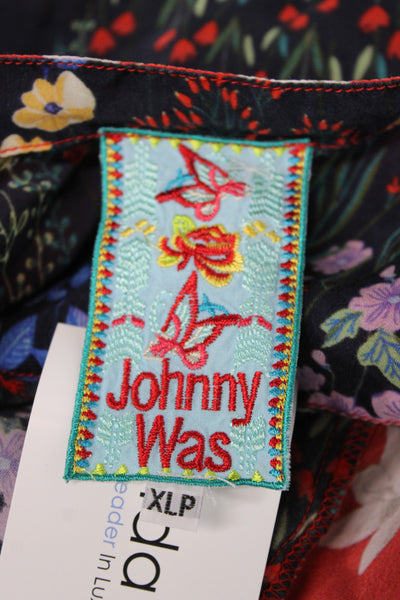 Johnny Was Womens Tunic Boho Floral Multicolor V-Neck Long Sleeve Size XL