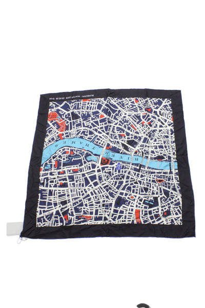 Burberry Unisex Adults Silk Geometric Print Classic Scarf Blue Size 34" x 34"