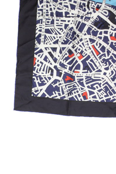 Burberry Unisex Adults Silk Geometric Print Classic Scarf Blue Size 34" x 34"