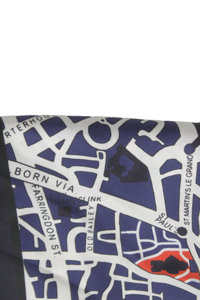 Burberry Unisex Adults Silk Geometric Print Classic Scarf Blue Size 34" x 34"