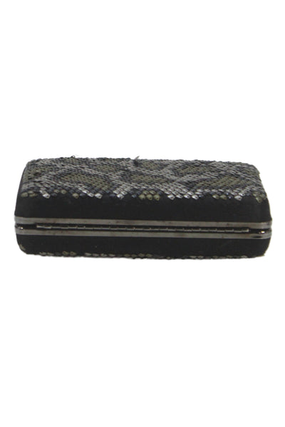 Lanvin Womens Crystal Snake Print Shoulder Evening Handbag Silver