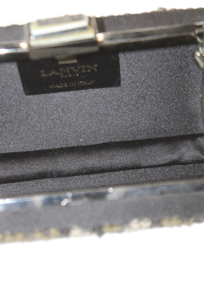 Lanvin Womens Crystal Snake Print Shoulder Evening Handbag Silver